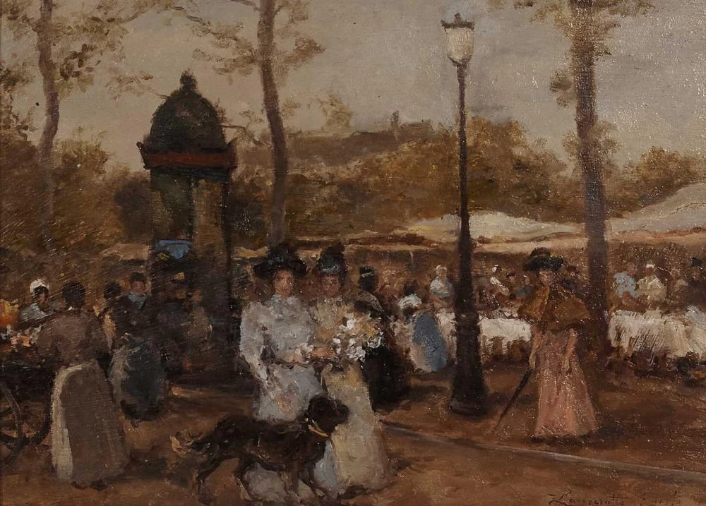 Passeggiata, due signore e un cane